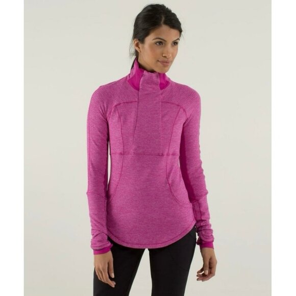 Lululemon Base Runner ½ Zip Raspberry Piqué Pink Pullover Size 4 - Picture 1 of 12